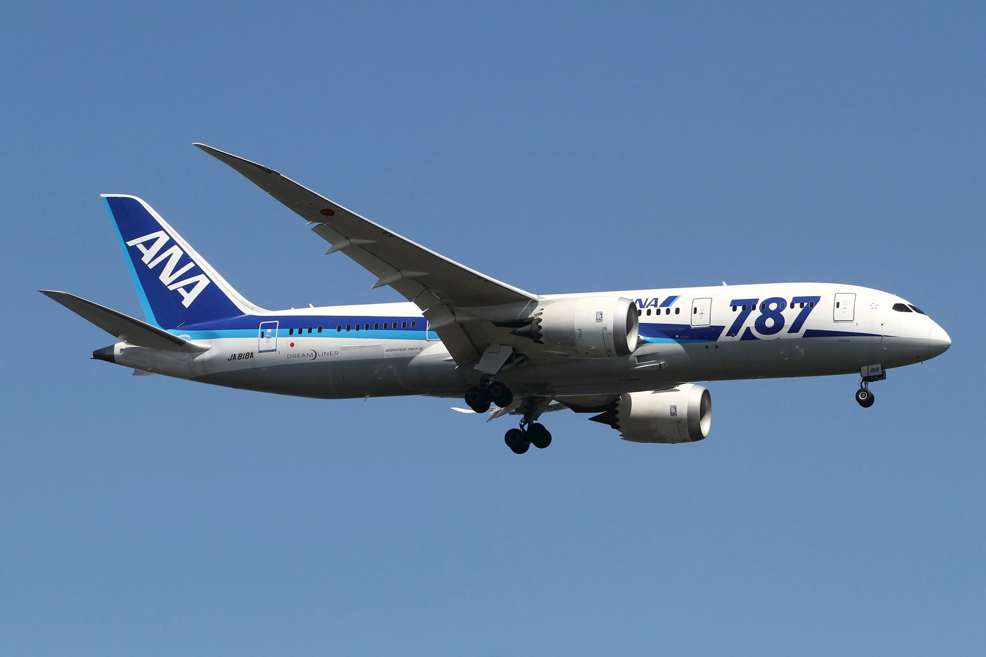 Một máy bay Boeing 787-8 của All Nippon Airways. Ảnh: Kentaro Iemoto.