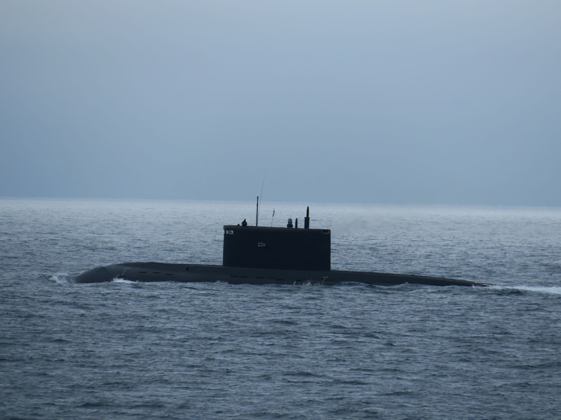 Russian Kilo-class submarine Krasnodar in the English Channel.