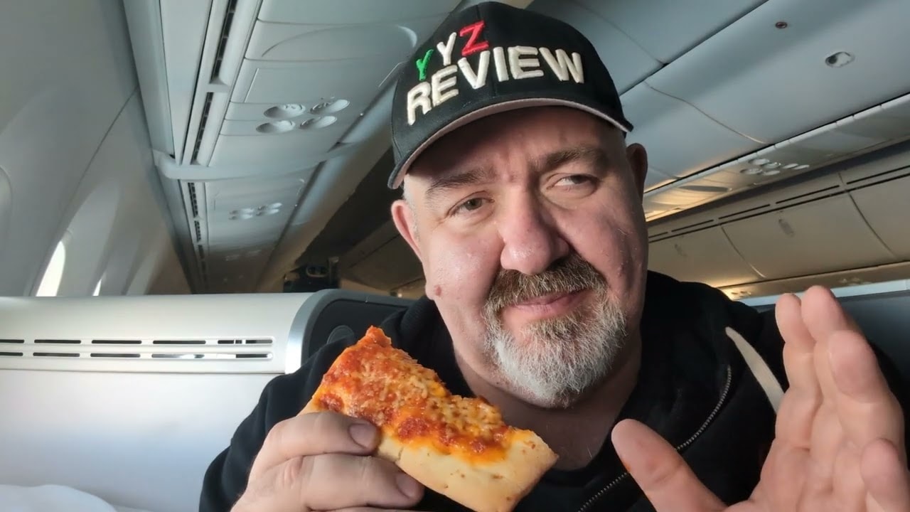 Air Canada Bistro Pizza review on board flight for YYZ to Jamaica