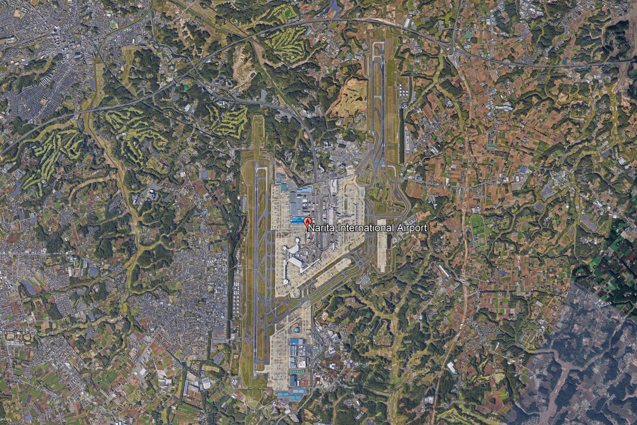 Toàn cảnh sân bay Narita. Ảnh: Google Maps