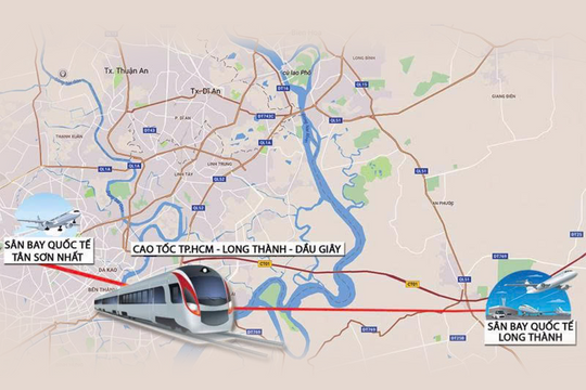 Đề xuất giao TP.HCM xây dựng đường sắt kết nối sân bay Long Thành