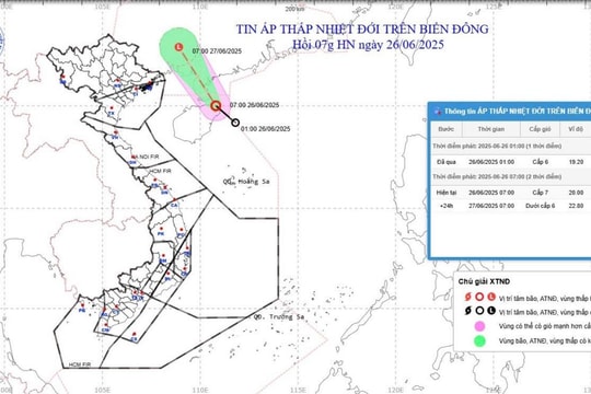 Dự báo thời tiết hàng không ngày 26/6: Mưa nhẹ ở một số sân bay