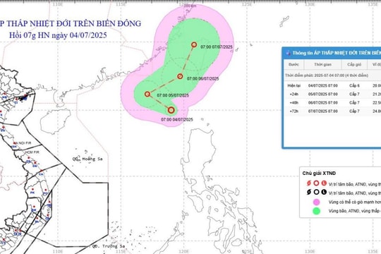 Thời tiết hàng không ngày 4/7: Áp thấp nhiệt đới hình thành trên biển Đông