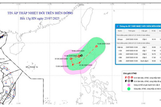Áp thấp trên biển Đông không có khả năng vào vùng thông báo bay Việt Nam