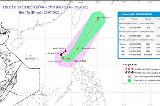 Bão số 4 có tên COMAY hình thành trên Biển Đông