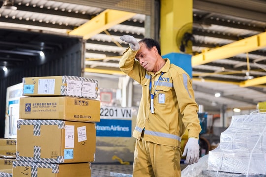 Nắng nóng gay gắt, nhân viên hàng không toát mồ hôi trên đường băng, sân đỗ