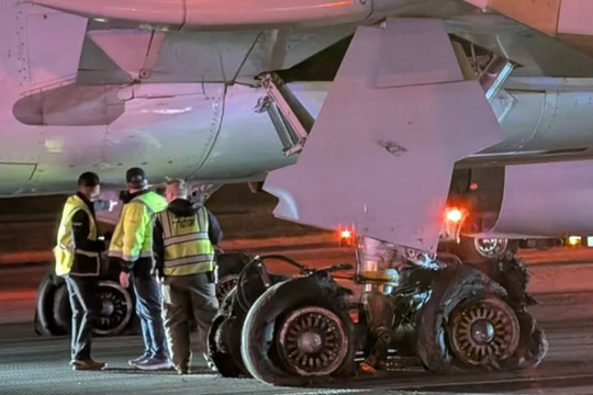 Boeing 767 nổ toàn bộ 8 bánh khi hạ cánh tại Mỹ