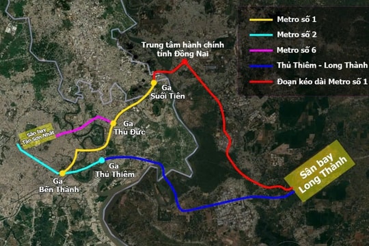Duyệt 65.500 tỷ đồng kéo dài Metro Suối Tiên tới sân bay Long Thành