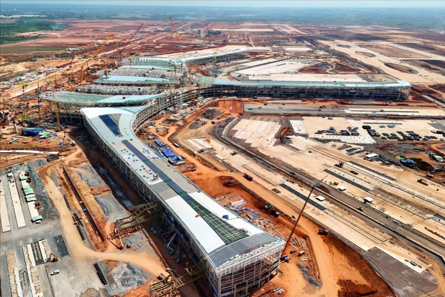 Thi công tăng tốc, nhiều hạng mục sân bay Long Thành đã định hình