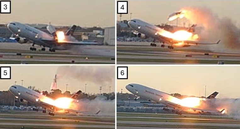 Khoảnh khắc máy bay bung động cơ, bốc cháy khi cất cánh ở Mỹ