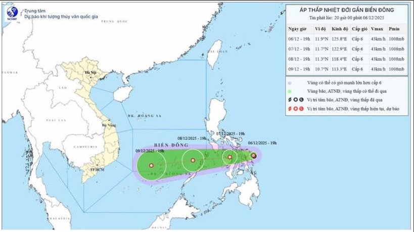 Thời tiết sân bay ngày 7/12: Áp thấp nhiệt đới giật cấp 8 sắp vào Biển Đông