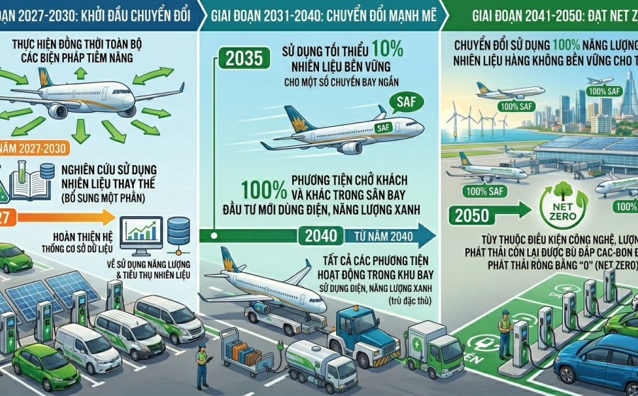 Ngành hàng không triển khai tiết kiệm năng lượng tích hợp lộ trình xanh hóa