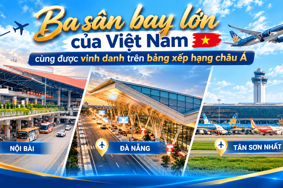 Ba sân bay lớn của Việt Nam cùng được vinh danh trên bảng xếp hạng châu Á